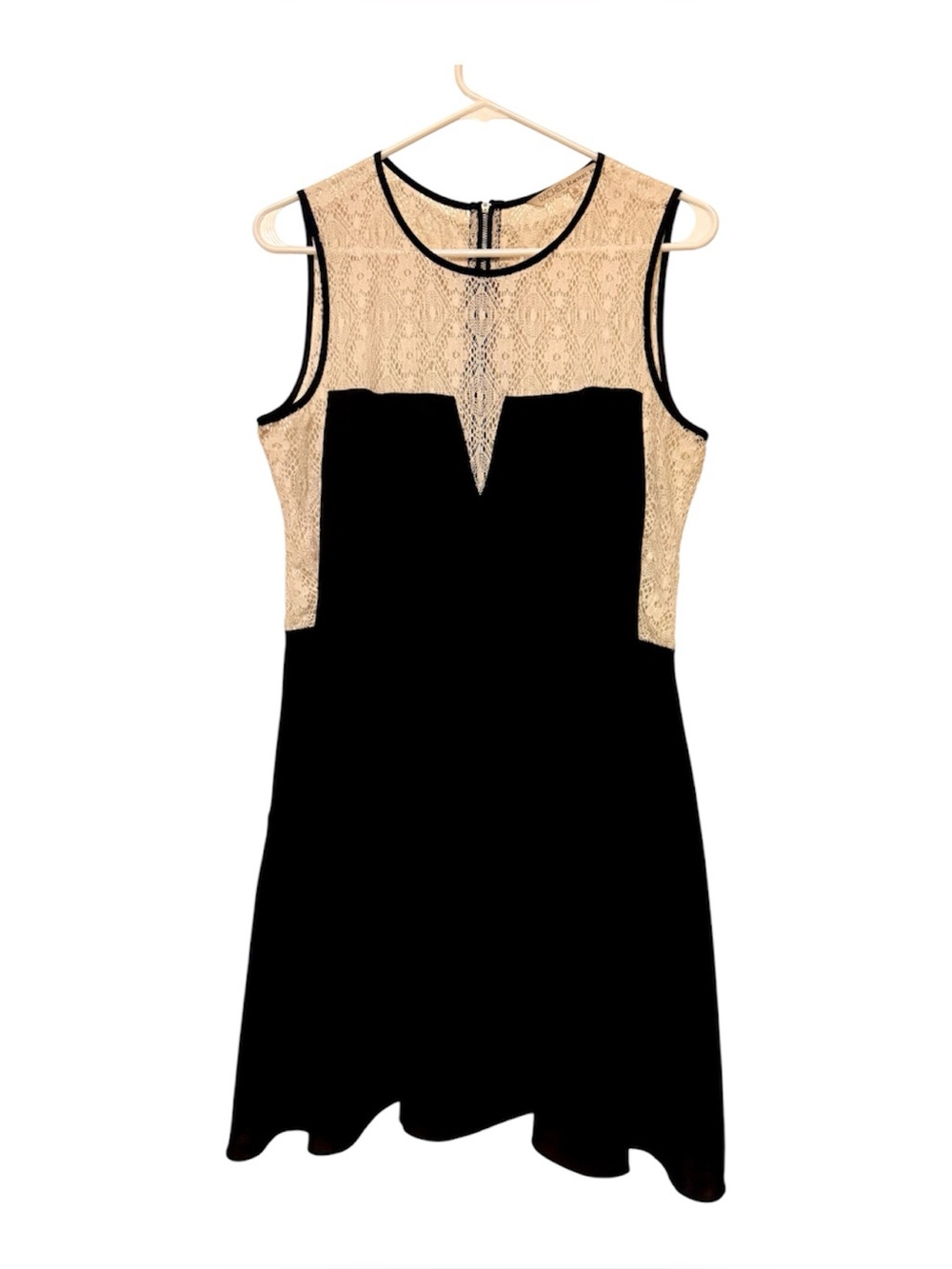 RACHEL Rachel Roy Black and Cream Lace Sleeveless Fit & Flare Dress